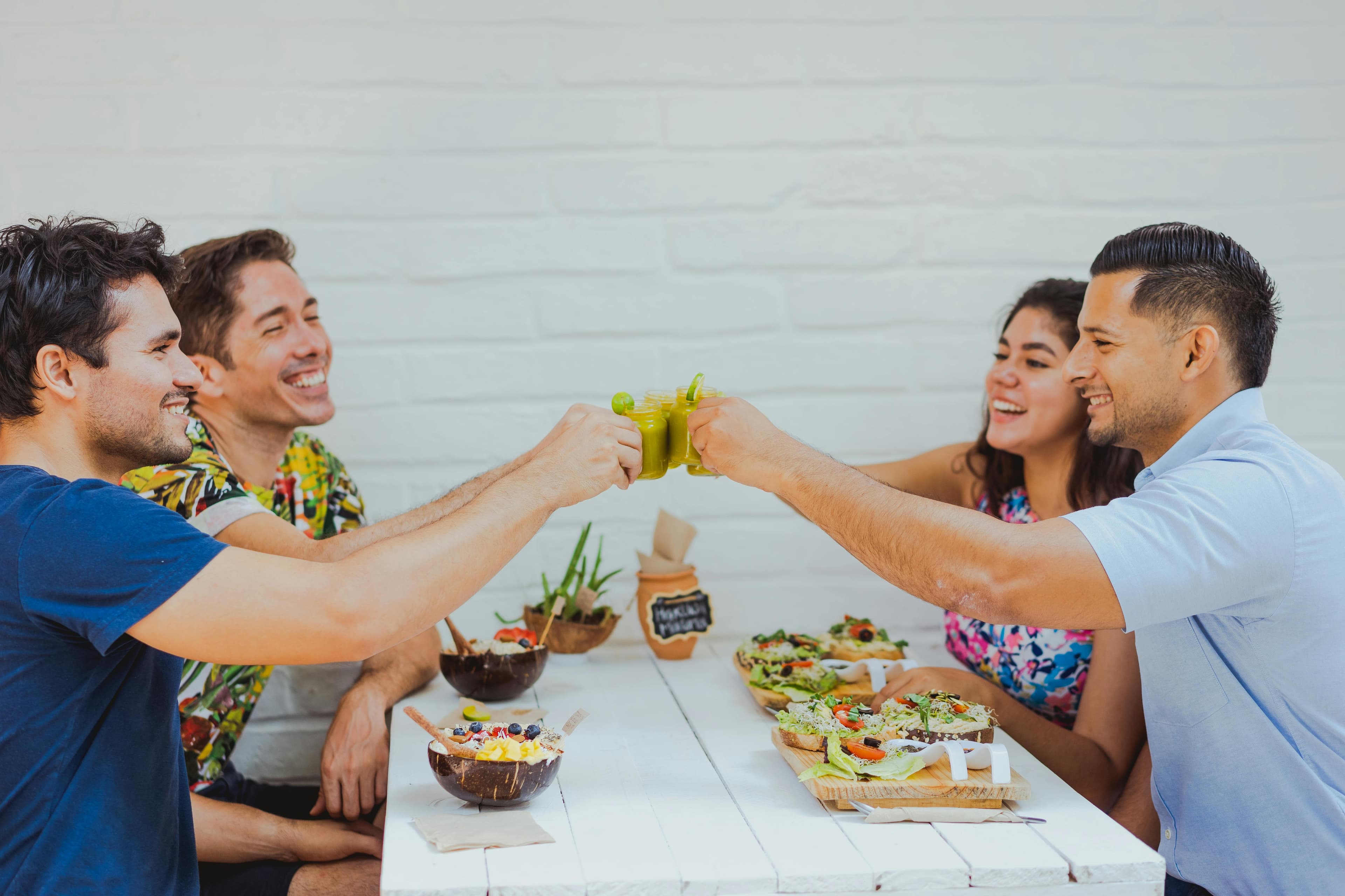 Guests sharing food and refreshments together